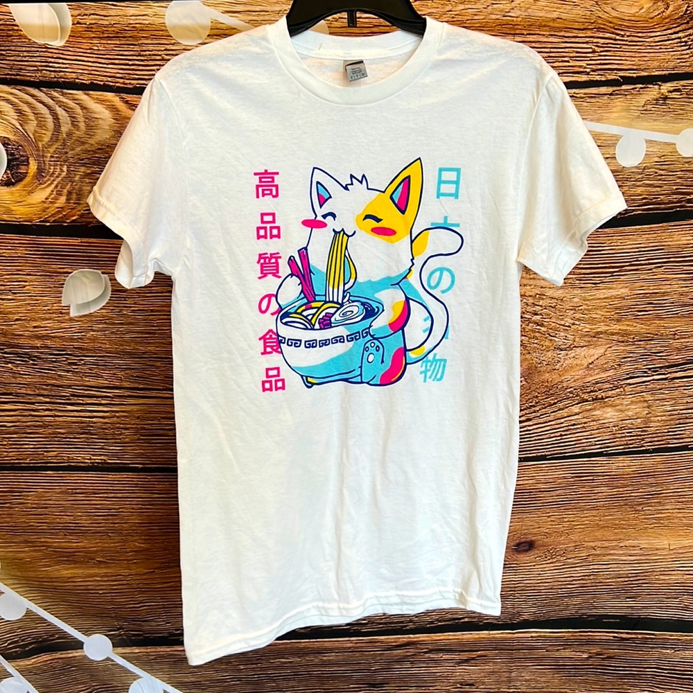 Gildan Anime Ramen Noodle Cat Tee